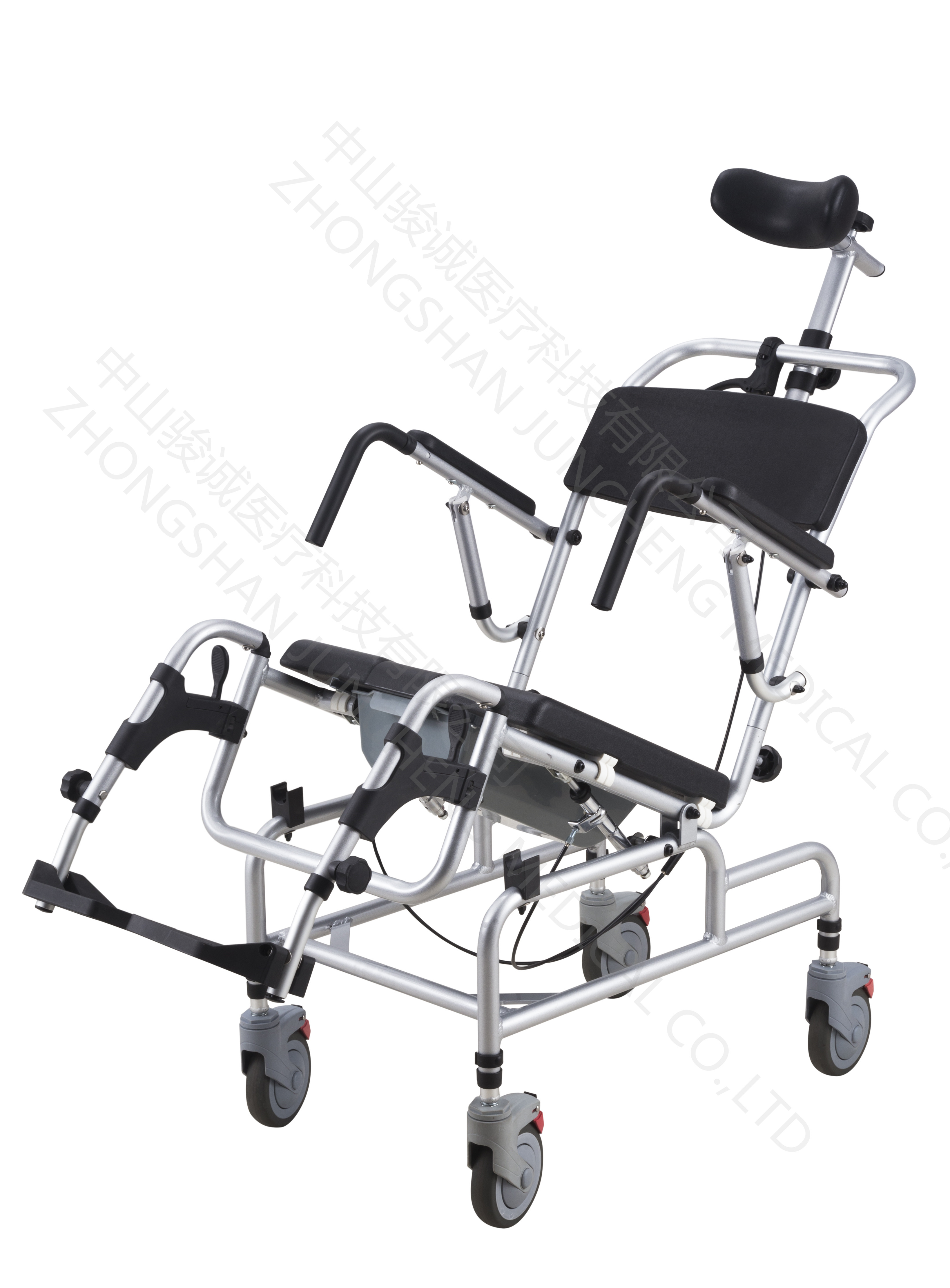 Deluxe Aluminum Tilting Commode Chair with Castors