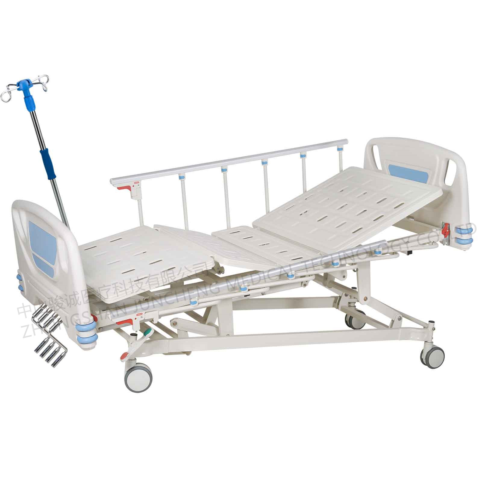 Four cranks ABS head foot boards with pumper center controlled steel made siderails manual bed